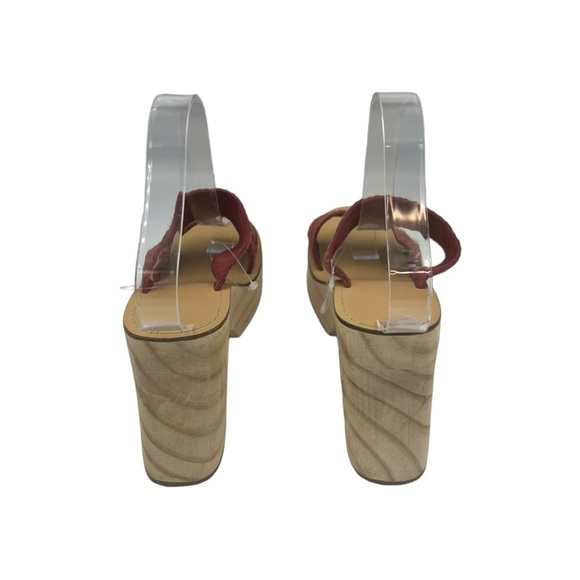 NWOT URBAN OUTFITTERS Geo-Wood Wedge Sandals Mauve 6 - Picture 10 of 11